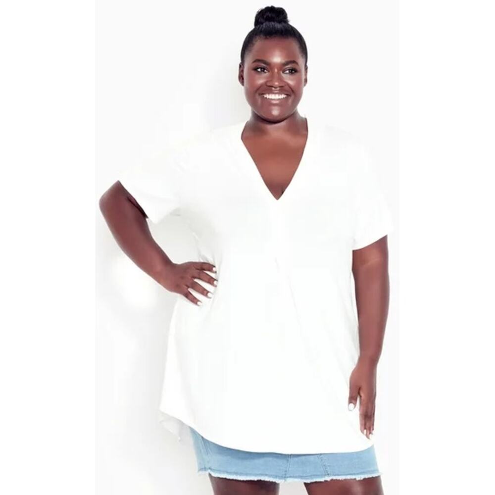 AVENUE Kaylie Hi Lo Top - white | Size 16